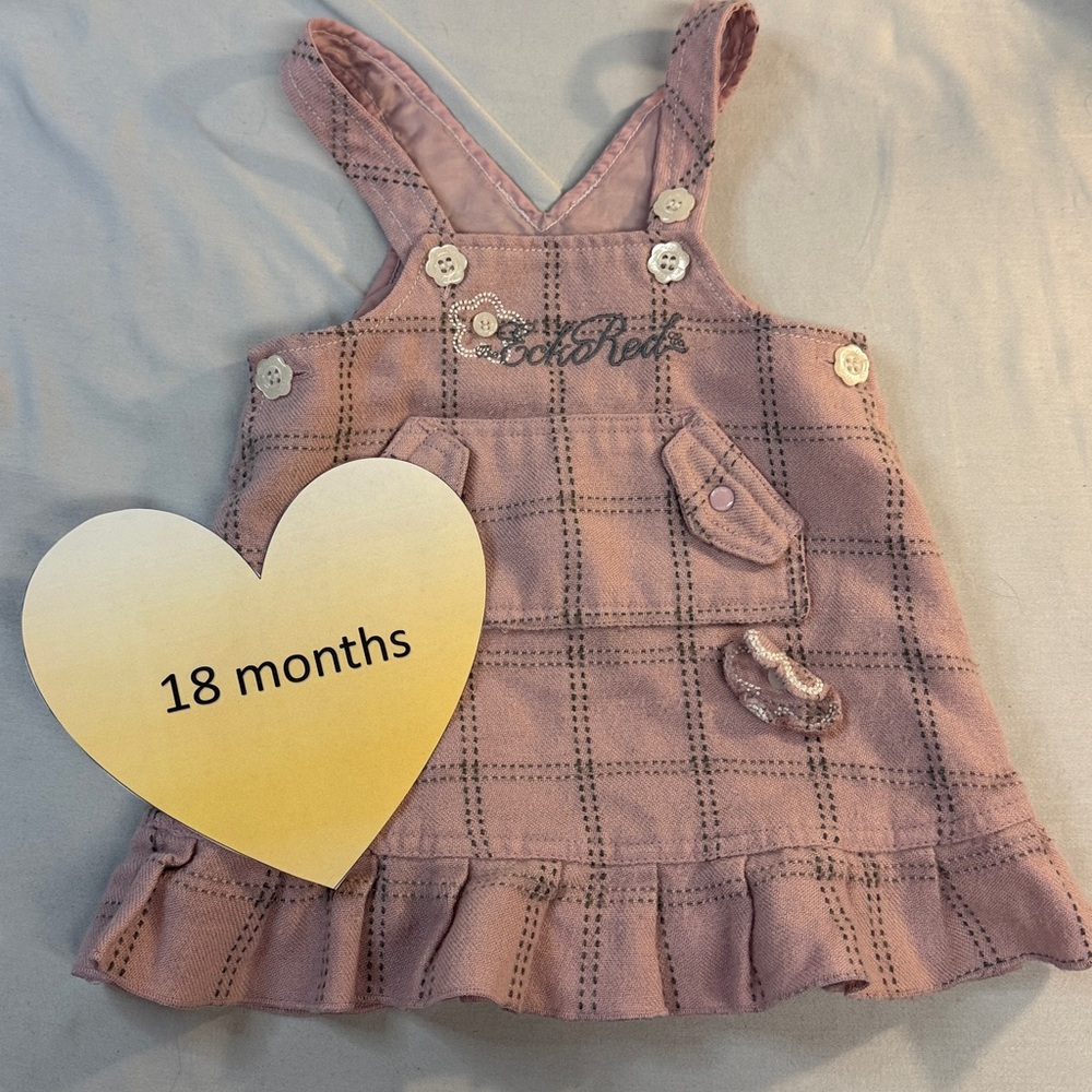 Ecko Red - Pink Plaid Baby Dress with Ruffle Hem